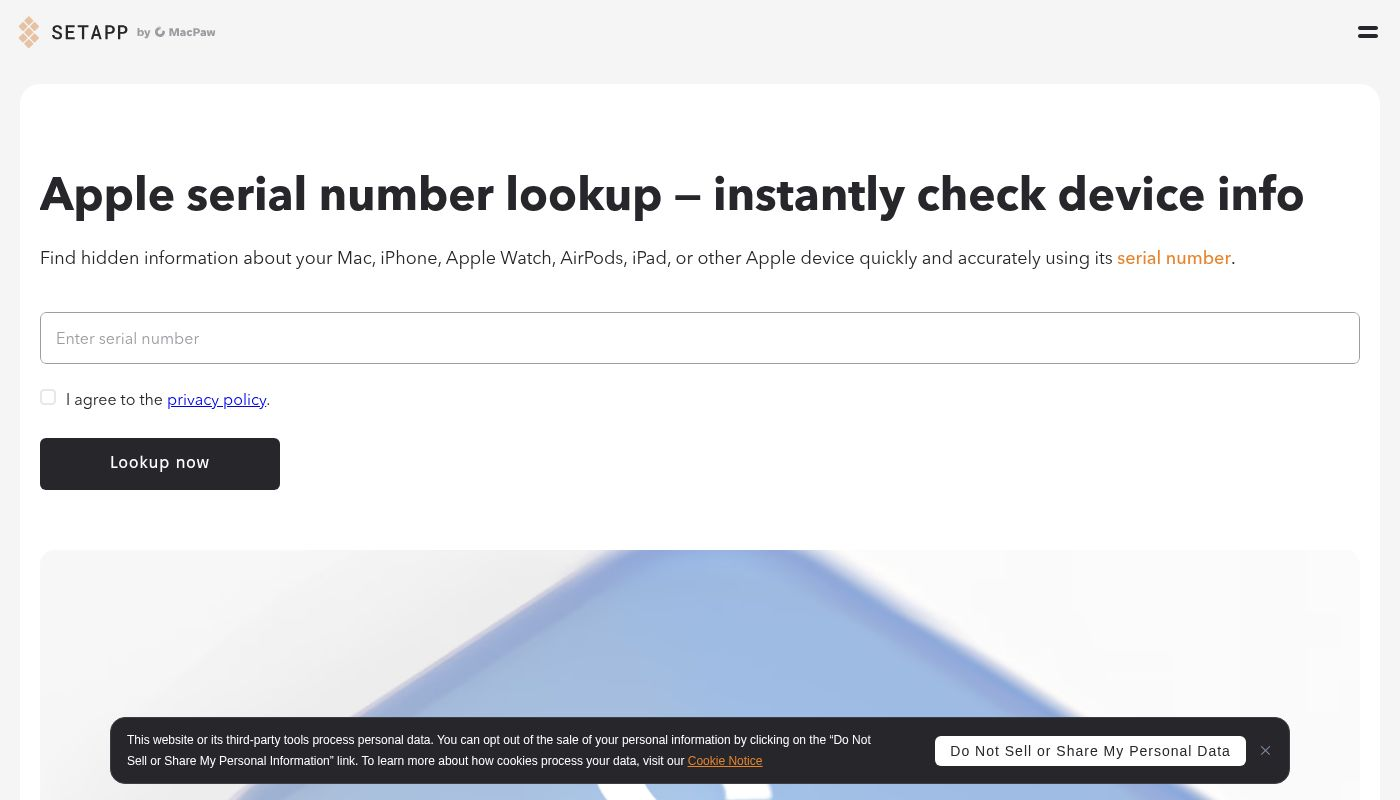 Apple serial number check | Device verification by Setapp