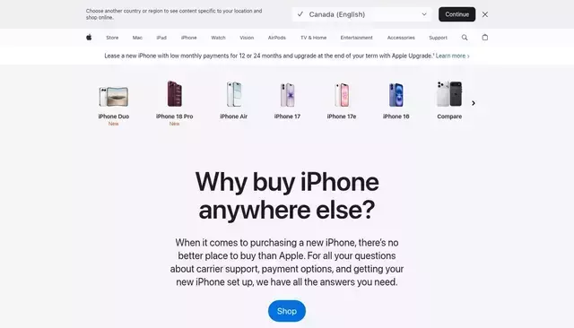 apple.com homepage screenshot