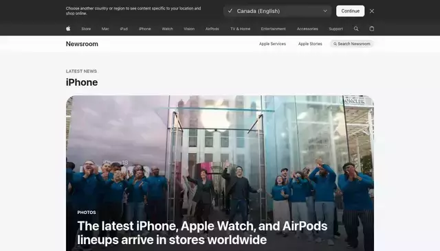 apple.com homepage screenshot