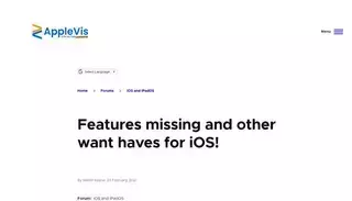 Apple Vis Features missing and other want haves for iOS! | AppleVis