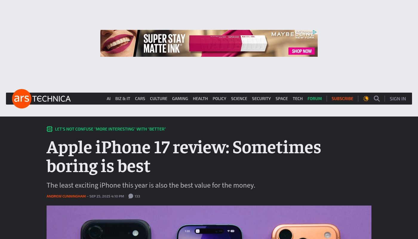 Apple iPhone 17 review: Sometimes boring is best - Ars Technica