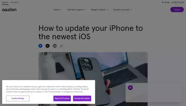 asurion.com homepage screenshot