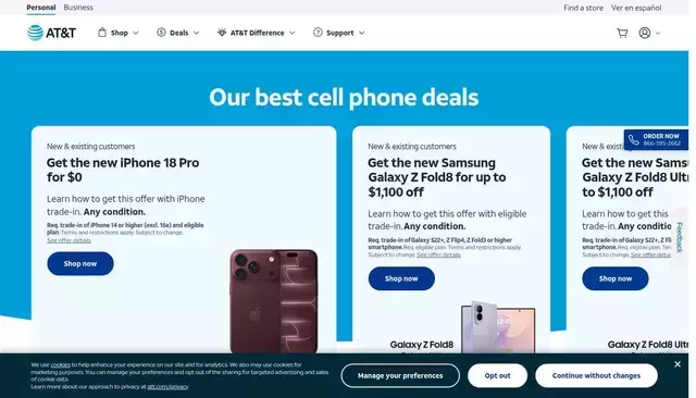 att.com homepage screenshot