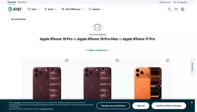 att.com homepage screenshot