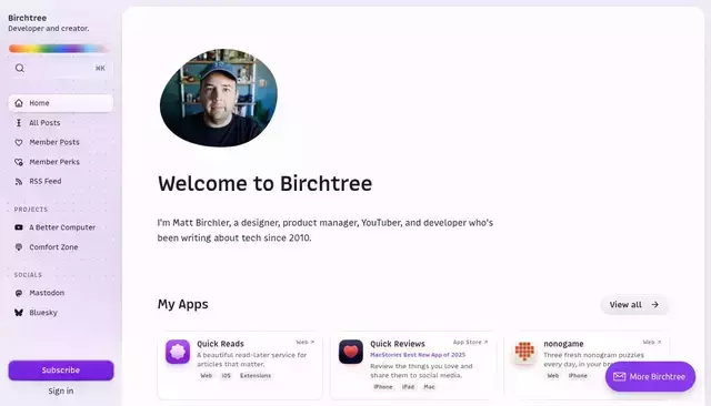 birchtree.me homepage screenshot