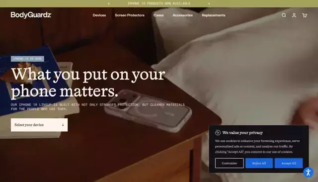 bodyguardz.com homepage screenshot