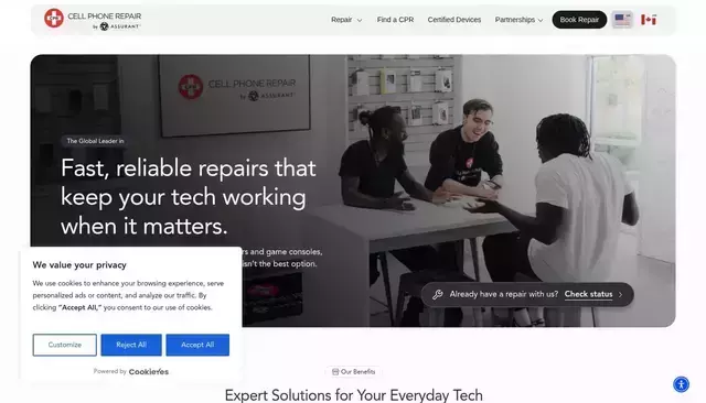cellphonerepair.com homepage screenshot