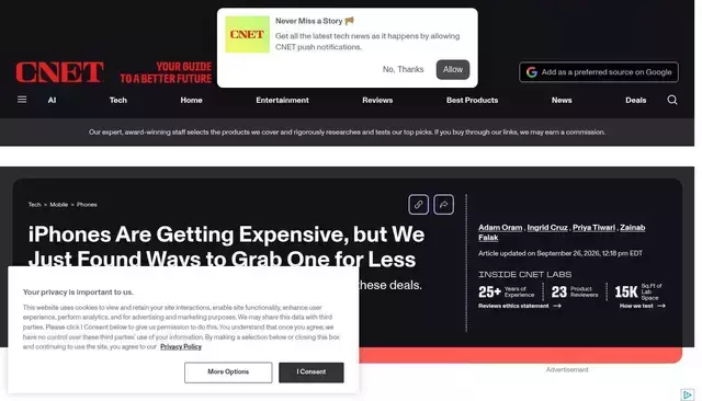 cnet.com homepage screenshot
