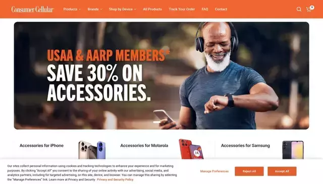 consumercellularaccessories.com homepage screenshot