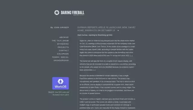 daringfireball.net homepage screenshot