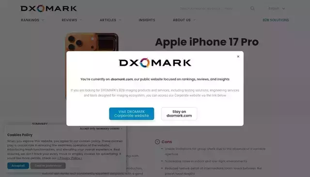 dxomark.com homepage screenshot