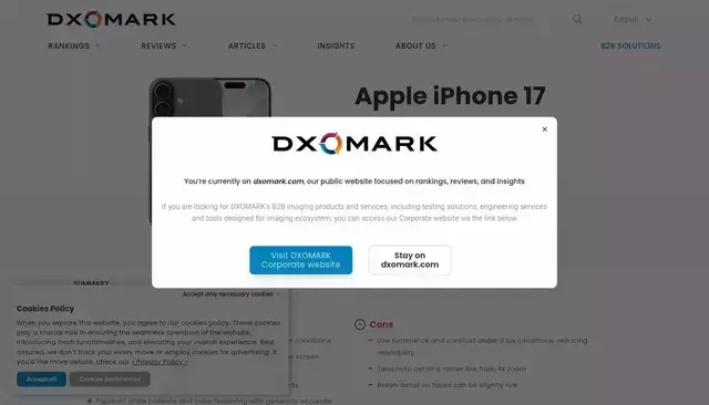 dxomark.com homepage screenshot