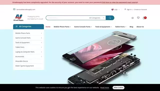 etradesupply.com homepage screenshot