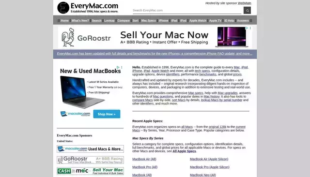 everymac.com homepage screenshot