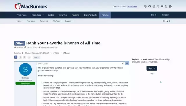 forums.macrumors.com homepage screenshot