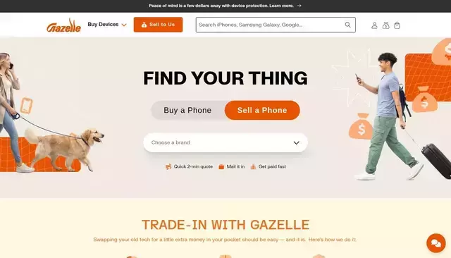 gazelle.com homepage screenshot