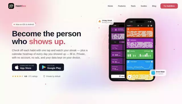 habitbox.app homepage screenshot