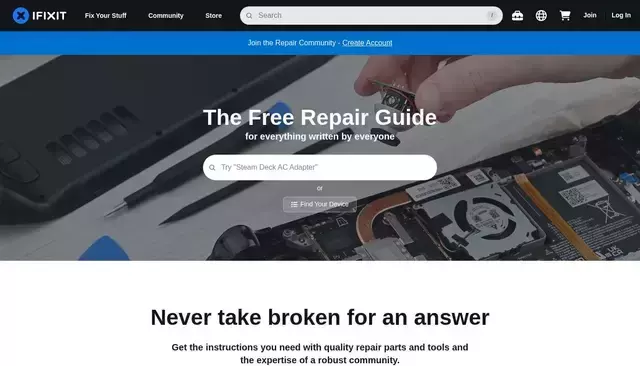 ifixit.com homepage screenshot