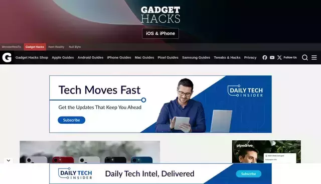 ios.gadgethacks.com homepage screenshot