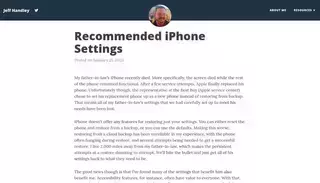 Jeff Handley Jeff Handley - Recommended iPhone Settings
