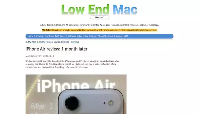 lowendmac.com homepage screenshot