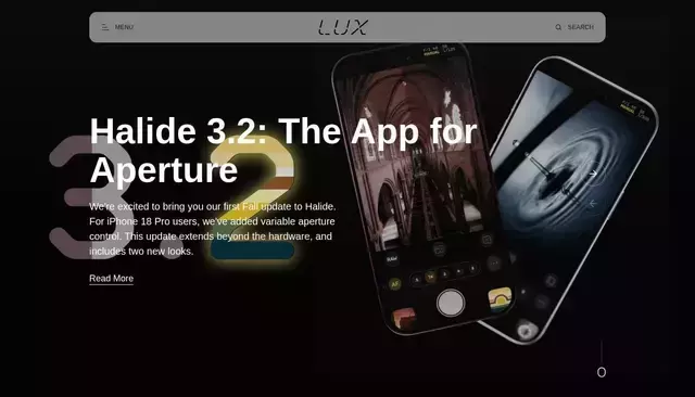 lux.camera homepage screenshot