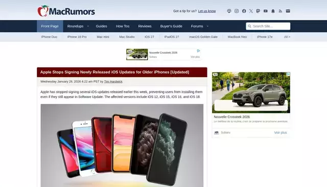 macrumors.com homepage screenshot