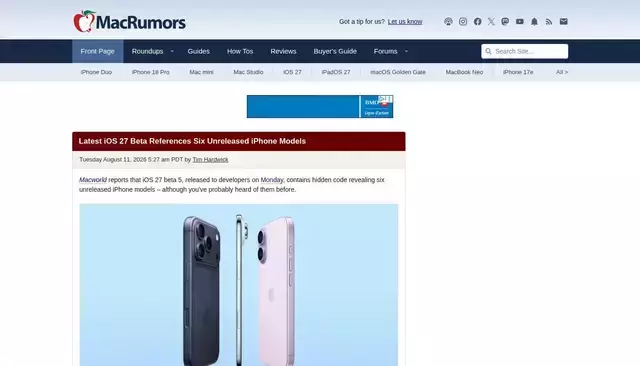 macrumors.com homepage screenshot