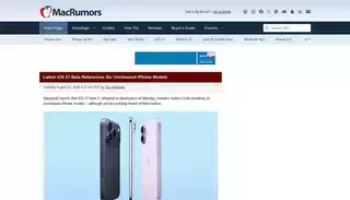 Macrumors Latest iOS 27 Beta References Six Unreleased iPhone Models - MacRumors