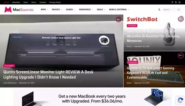 macsources.com homepage screenshot