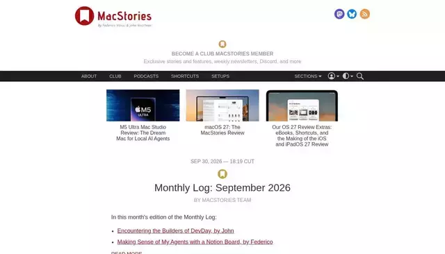 macstories.net homepage screenshot
