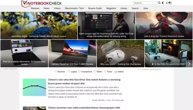 notebookcheck.net homepage screenshot