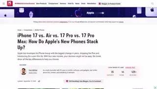Pcmag iPhone 17 vs. Air vs. 17 Pro vs. 17 Pro Max: How Do Apple's New Phones Stack Up? | PCMag
