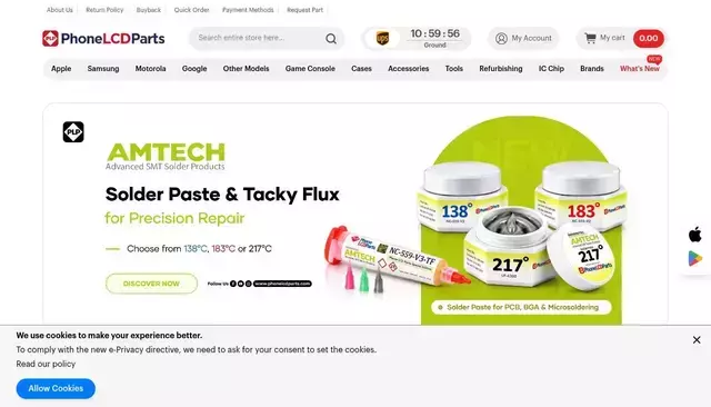 phonelcdparts.com homepage screenshot