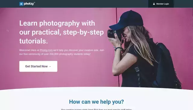 photzy.com homepage screenshot