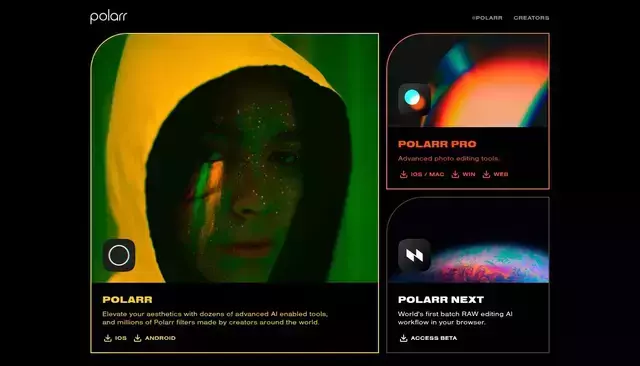 polarr.com homepage screenshot