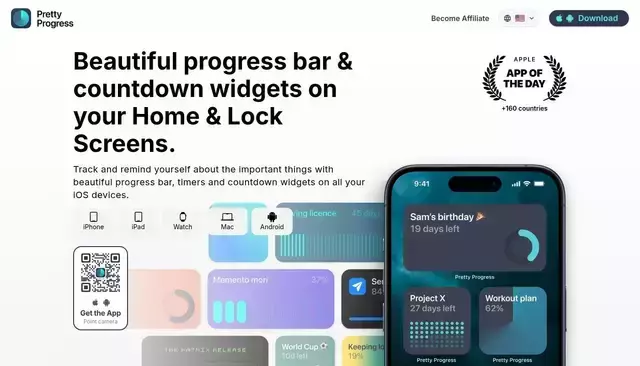 prettyprogress.app homepage screenshot