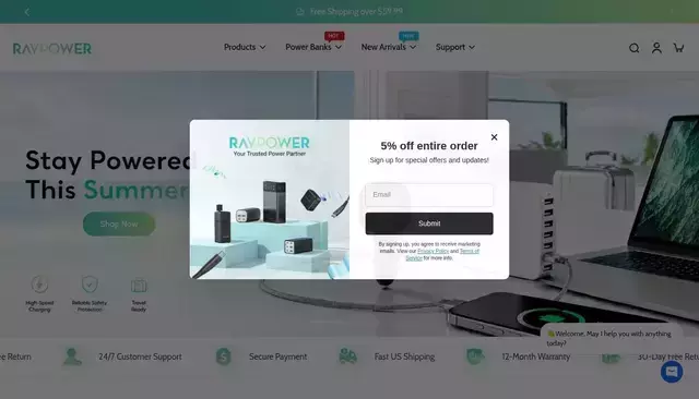 ravpower.com homepage screenshot