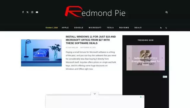redmondpie.com homepage screenshot