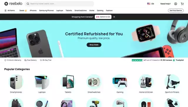 reebelo.com homepage screenshot