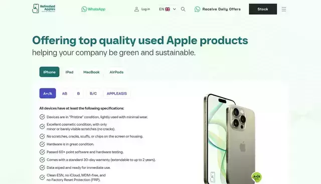 refreshedapples.com homepage screenshot