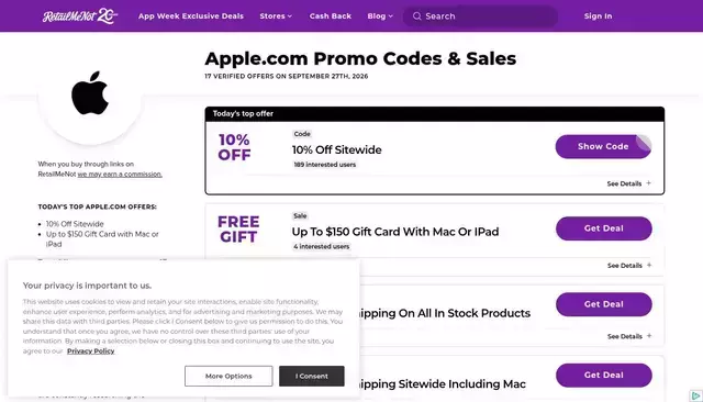 retailmenot.com homepage screenshot