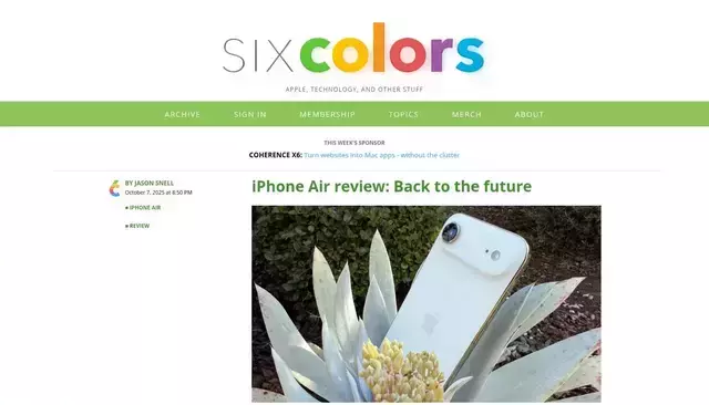 sixcolors.com homepage screenshot