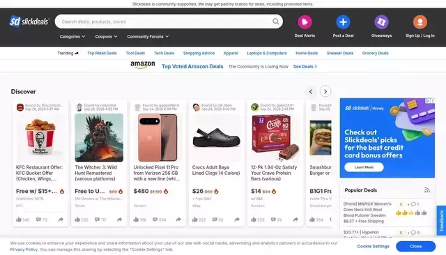 slickdeals.net homepage screenshot