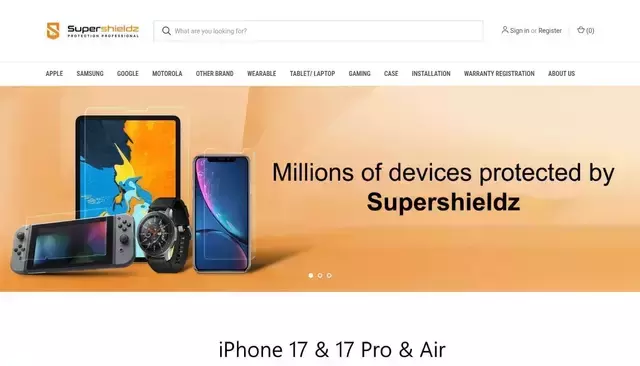 supershieldz.com homepage screenshot