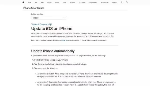 support.apple.com homepage screenshot