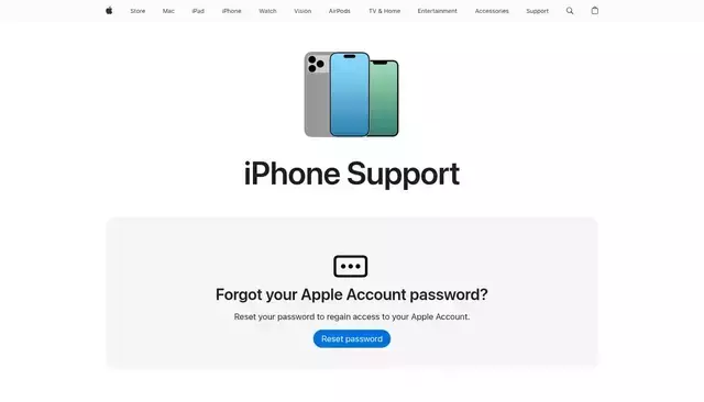 support.apple.com homepage screenshot