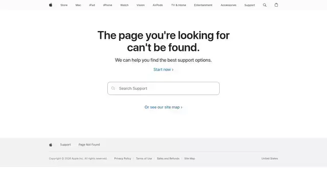 support.apple.com homepage screenshot