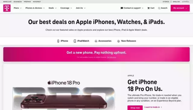 t-mobile.com homepage screenshot