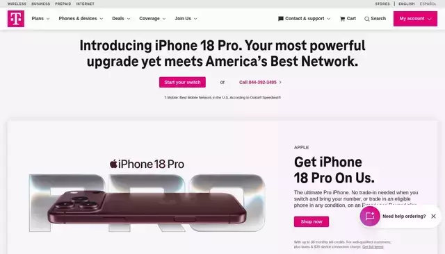 t-mobile.com homepage screenshot